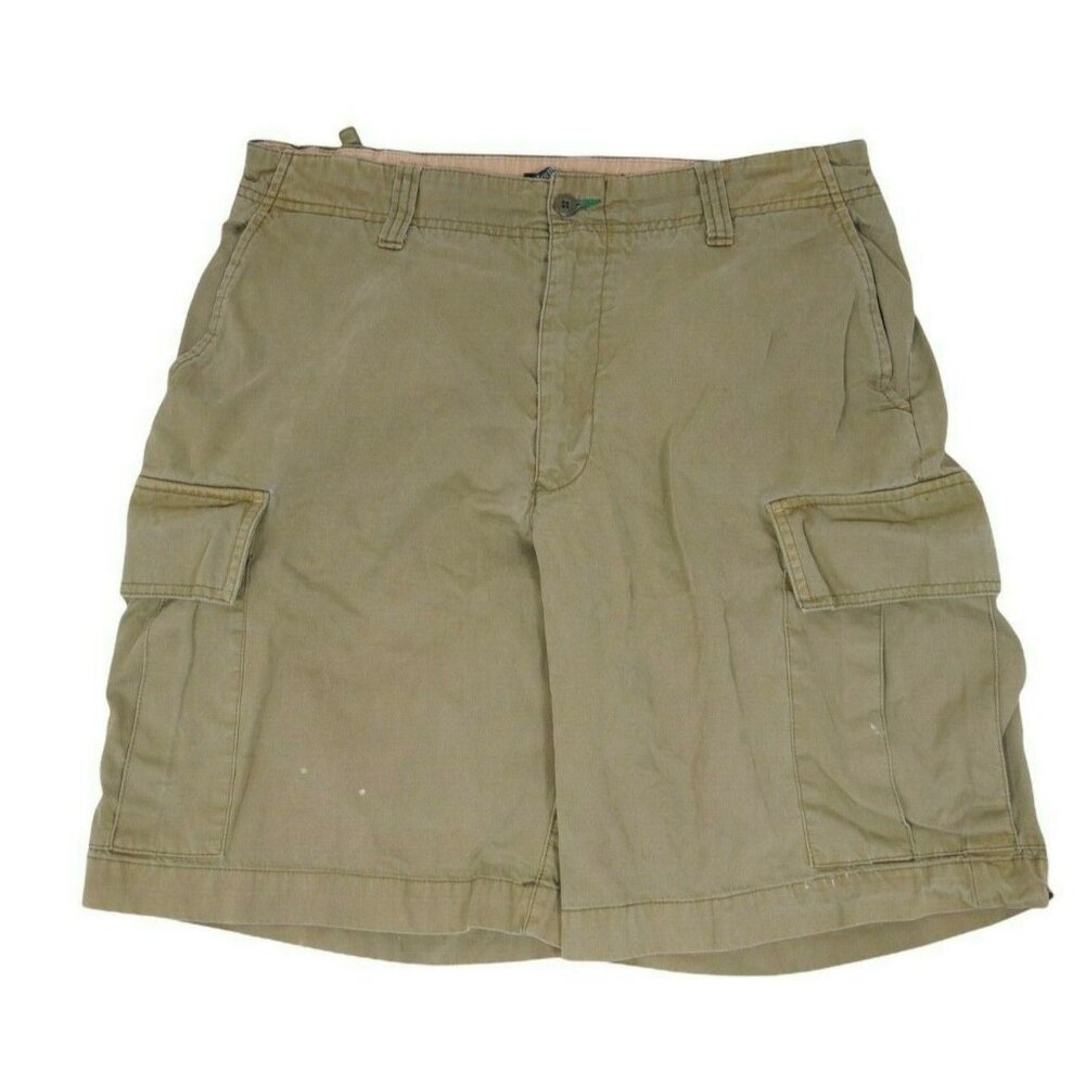 Tommy Hilfiger Mens Cargo Shorts 34x10 Olive Green Cotton Two Side Pockets Chino